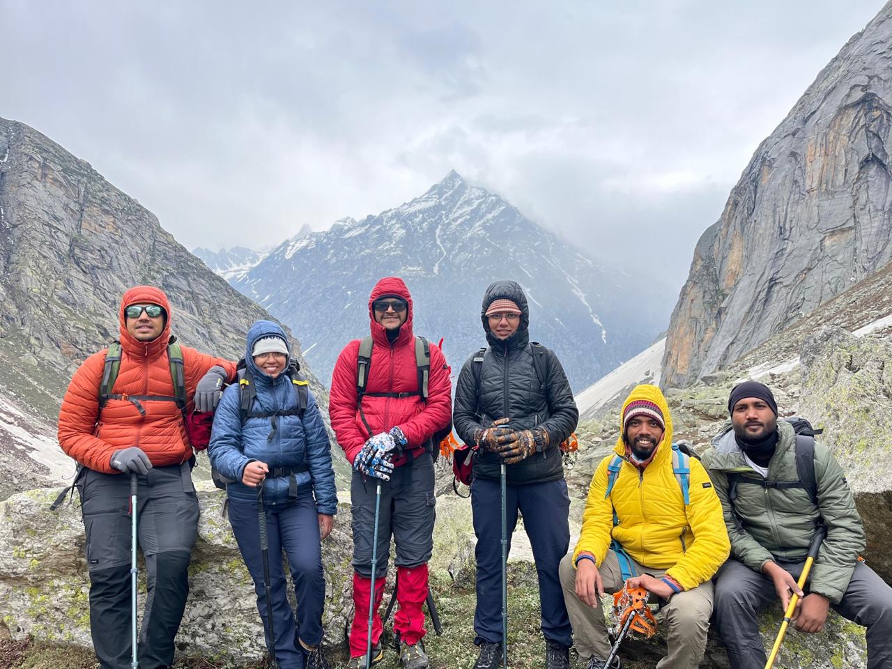 Layered up on the trail above Jobra