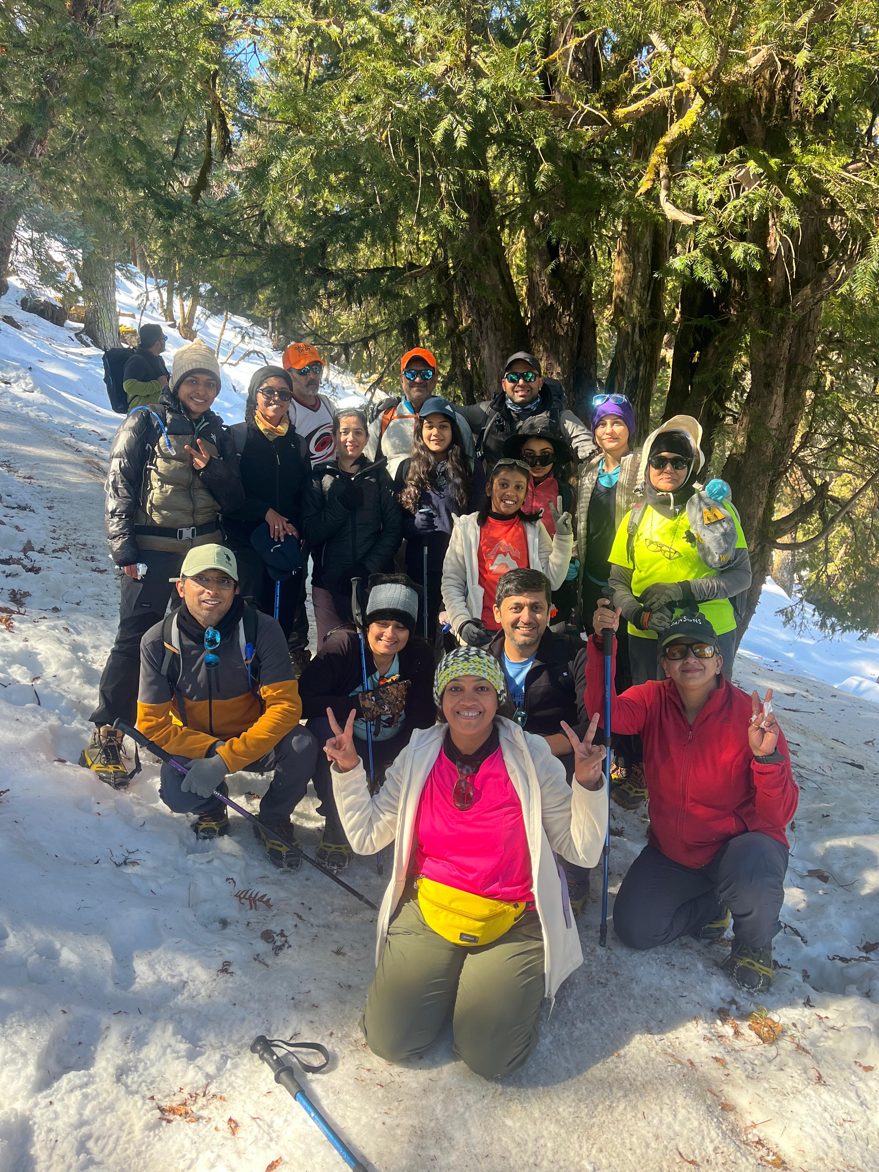 Snow on the trail below the pass